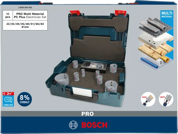 Juego de sierras de corona Bosch PRO Multi Material, 11 piezas.